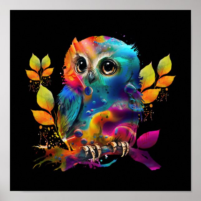 OWL COLORFUL ABSTRACT  POSTER (Front)