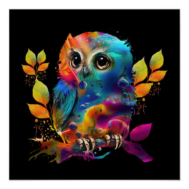 OWL COLORFUL ABSTRACT  POSTER (Front)