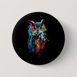 Owl Colorful Button