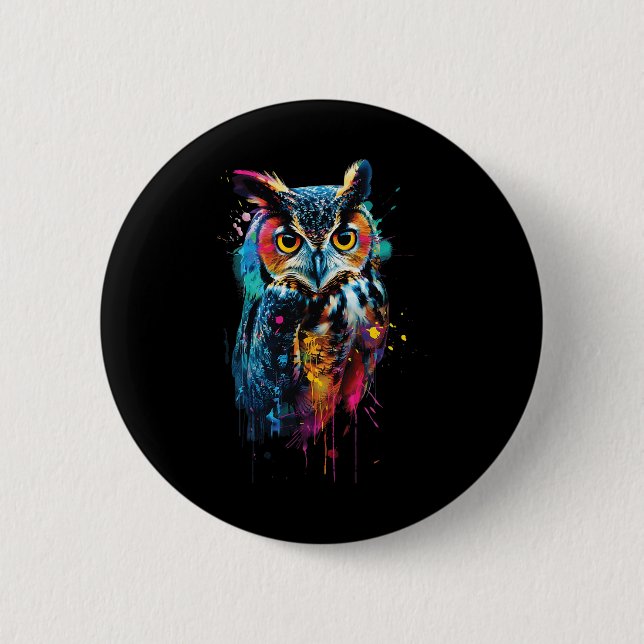Owl Colorful  Button (Front)