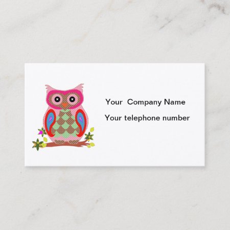 Owl Colorful Decorative Art Custom Business Card