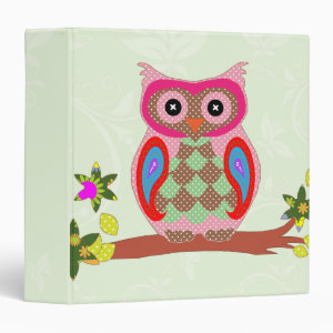 Owl colorful patchwork art decorative binder