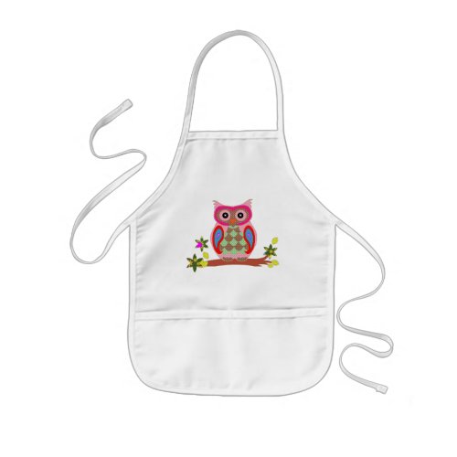 Owl colorful patchwork art decorative kids apron