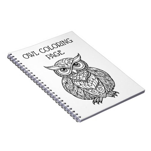 OWL COLORING PAGE NOTEBOOK