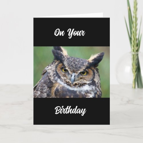 OWL COMEDIAN FOR WOOOOS BIRTHDAY CARD