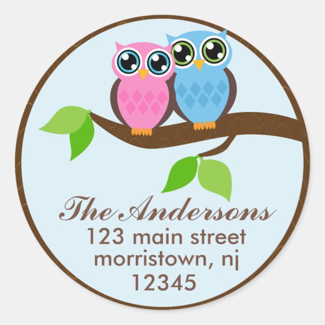 Owl Couple Address Labels (Front)