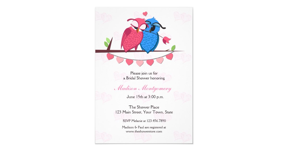 Owl Couple Bridal Shower Invitation