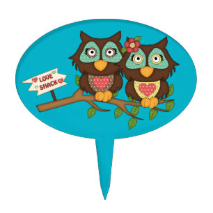 Owl Couple Cake Pick