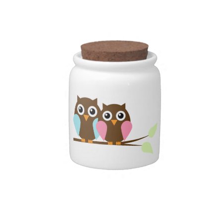 Owl Couple Candy Jar