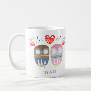 Owl Couple Fun graphic art couple gift Custom Name Coffee Mug
