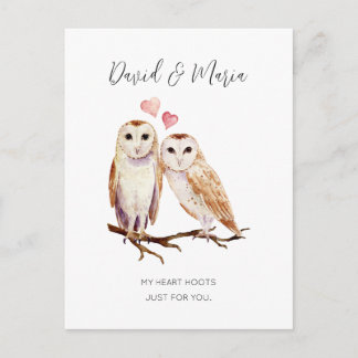 Owl Couple Love You Forever Anniversary Postcard