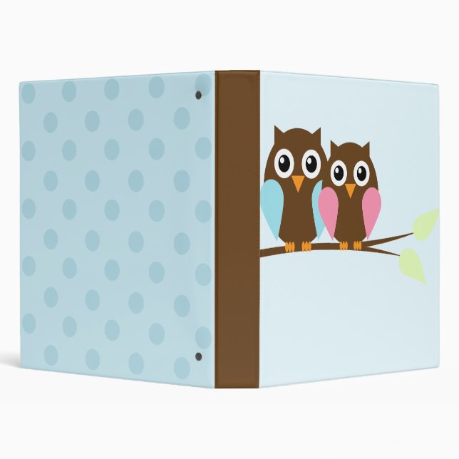 Owl couple on a branch 3 ring binder (Background)