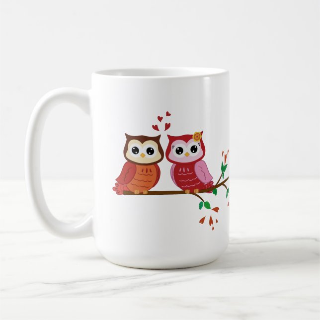 Owl Couple Valentine's Day mug (Left)