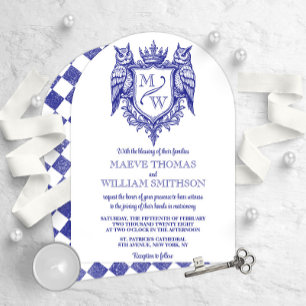 Owl Crest & Crown Fantasy Arch Wedding Invitation