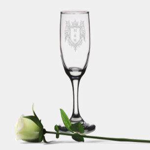 Owl Crest & Crown Royal Fantasy Monogram Champagne Flute