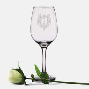 Owl Crest & Crown Royal Fantasy Monogram Wine Glass