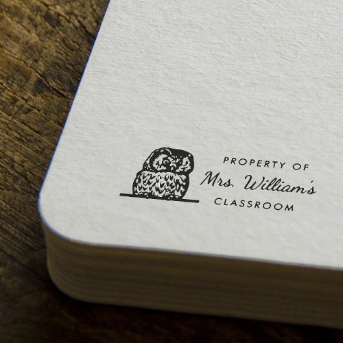 Owl _ Custom Teacher Name Book Classroom Rubber Stamp
