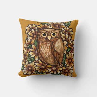 Owl daisies                                        throw pillow