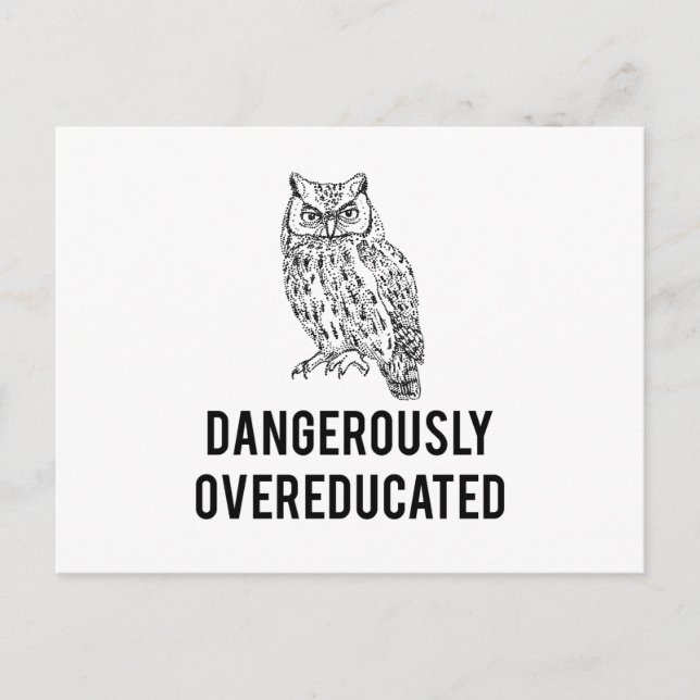 owl, dangerously overeducated postcard (Front)