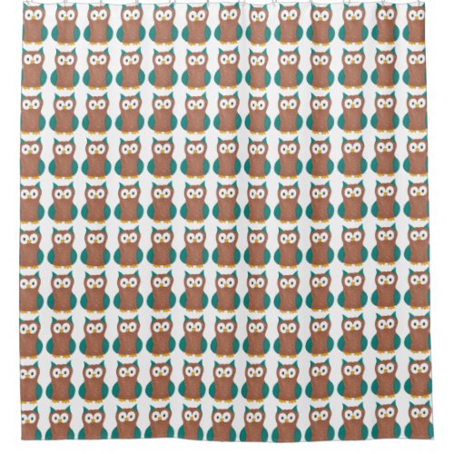 Owl Decor Brown Cartoon Owls Bird Shower Curtain