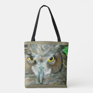Owl Design: Double-Sided (Teal/Taupe) Tote Bag