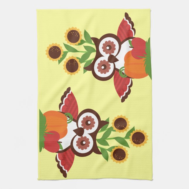 Owl design kitchen towel (Vertical)