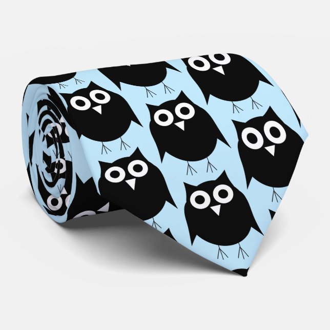 Owl Design Neck Tie (Rolled)