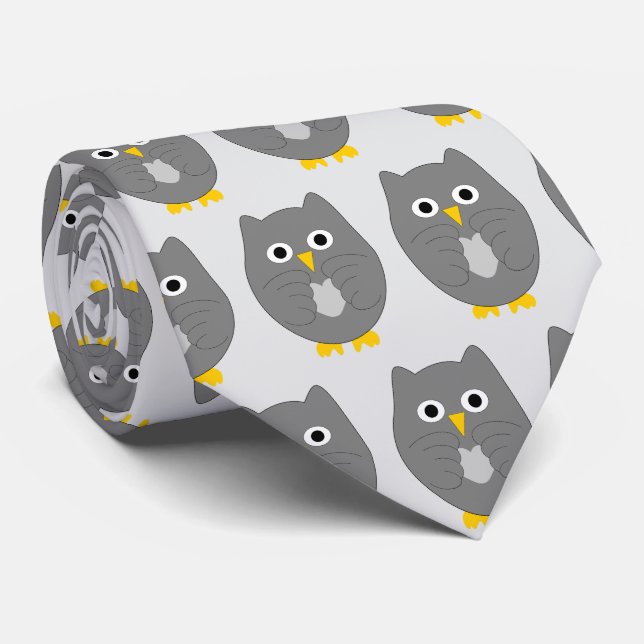 Owl Design Neck Tie (Rolled)