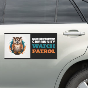 Owl Design, Neighborhood Community Watch Patrol Car Magnet
