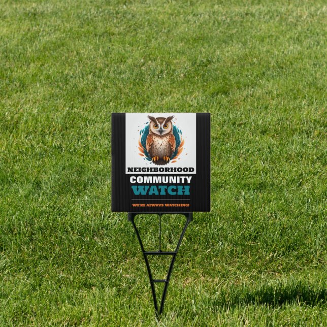 Owl Design, Neighborhood Watch Community Warning Sign (Insitu)