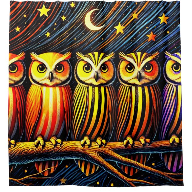 Owl Design Shower Curtain (Front)