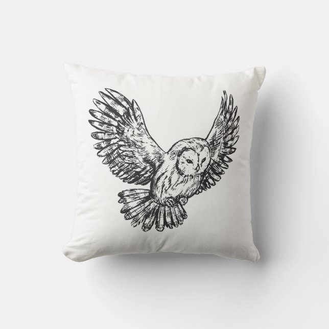 Owl Design Throw Pillow (Front)