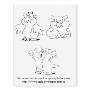 Owl design transfers and temporary tattoos