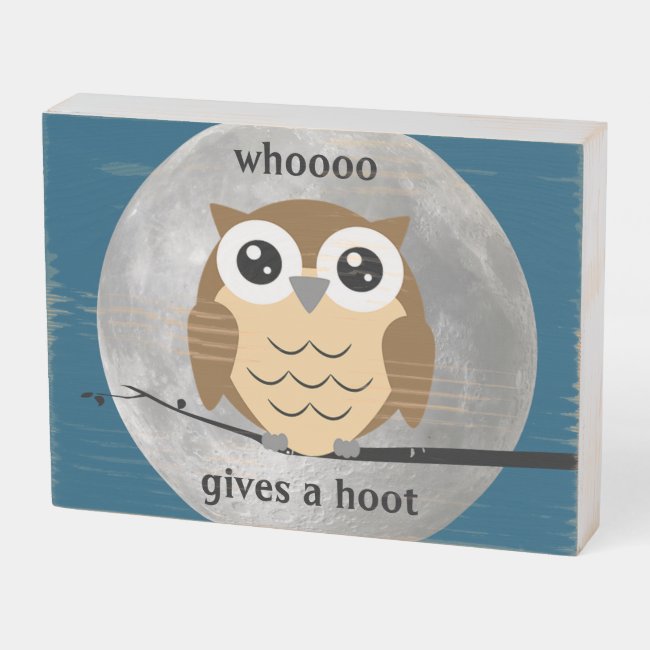 Owl Design Wood Box Sign