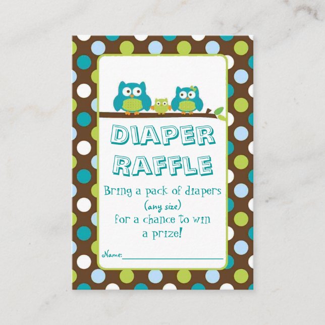 Owl Diaper Raffle Cards (Front)