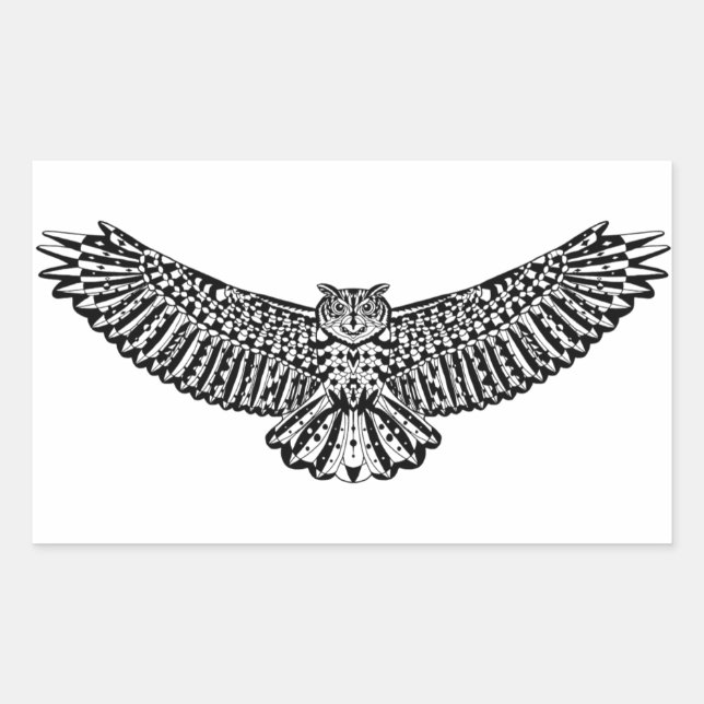 Owl Doodle Rectangular Sticker (Front)