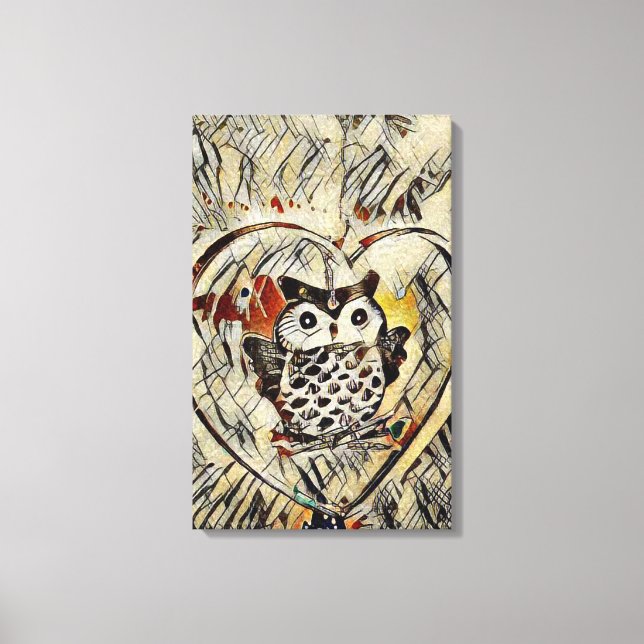Owl drawing canvas print (Front)