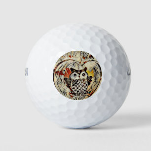 Owl drawing golf balls