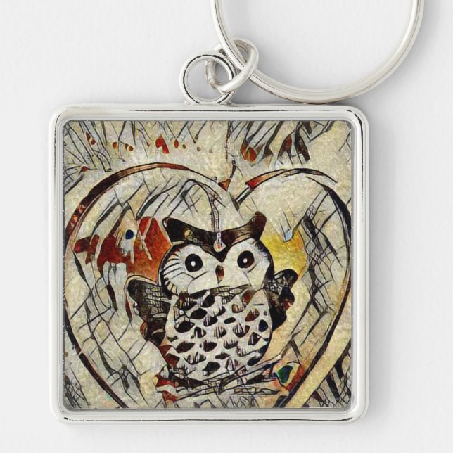 Owl drawing keychain (Front)