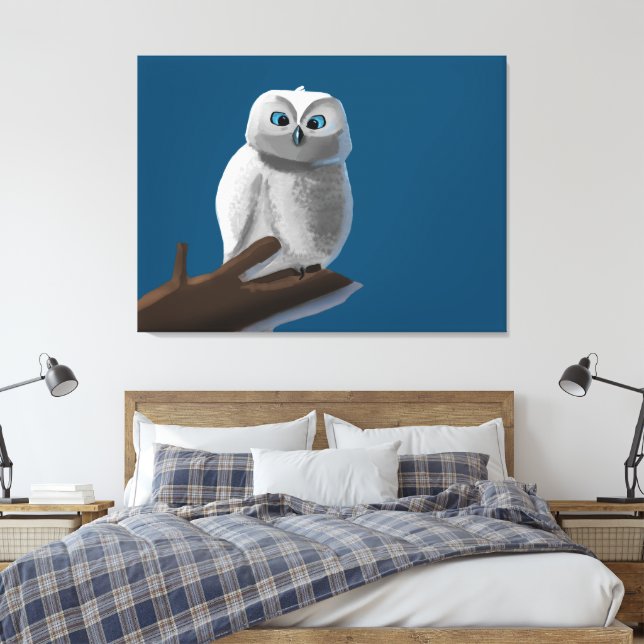 Owl Drawing on a Branch | Elegant Nature Art Canvas Print (Insitu(Bedroom))