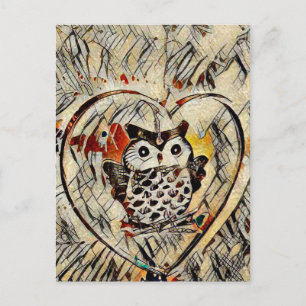 Owl drawing postcard