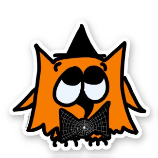 Owl Dressed As Witch Sticker With Ollie the Owl