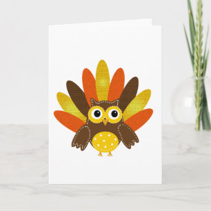 Owl dressed up as Turkey Holiday Card