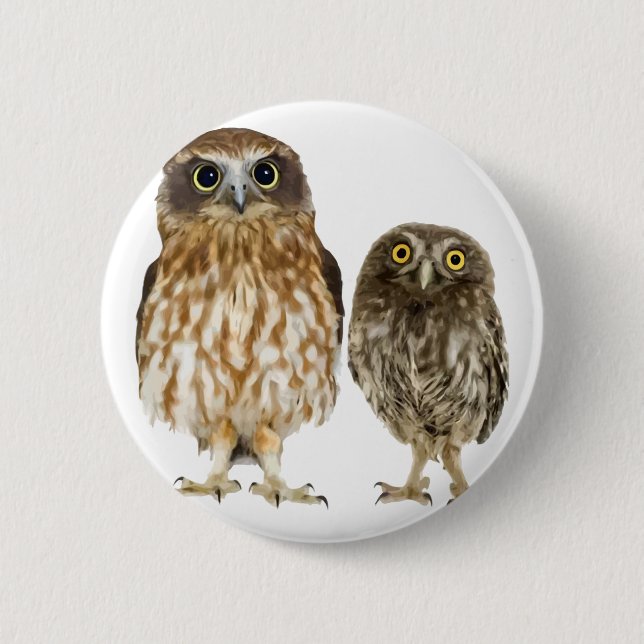 Owl Duo Pinback Button (Front)