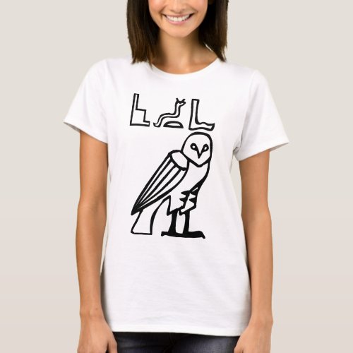Owl Egyptian hieroglyph T_Shirt