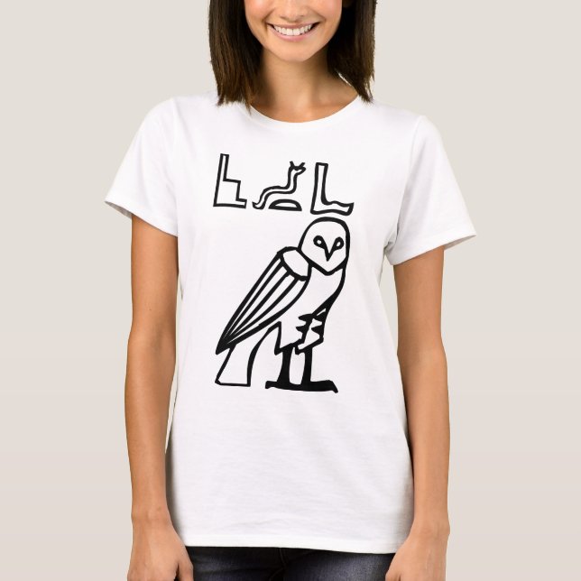 Owl, Egyptian hieroglyph T-Shirt (Front)