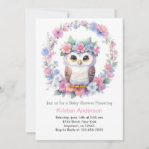 Owl Elegance: Girl Baby Shower Invitation