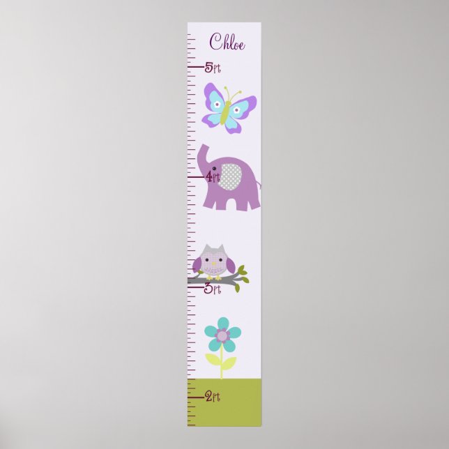 Owl, Elephant Nursery  Growth Chart Keep at 8x44! (Front)