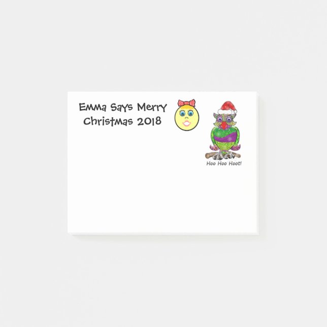 Owl Emoji Christmas Customizable Post-it Notes (Front)