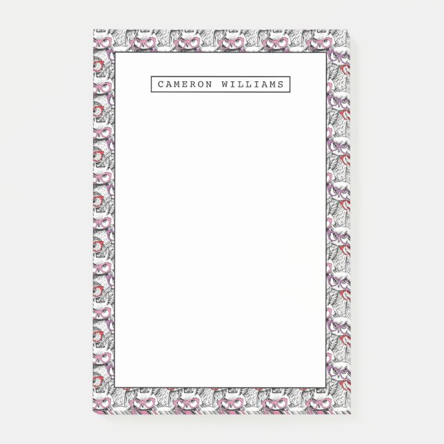 Owl Eyeglasses Pattern | Add Your Name Post-it Notes (Front)